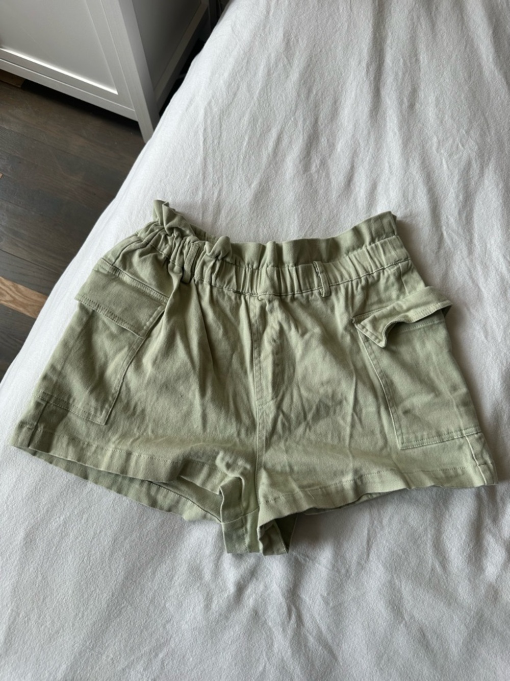Green paper bag shorts